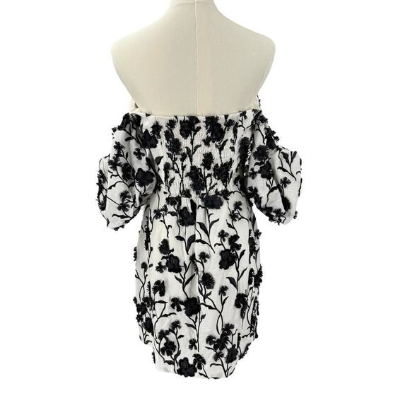 Anthropologie Applique Sabrina Mini Dress Sz 10 White Black - Picture 8 of 11
